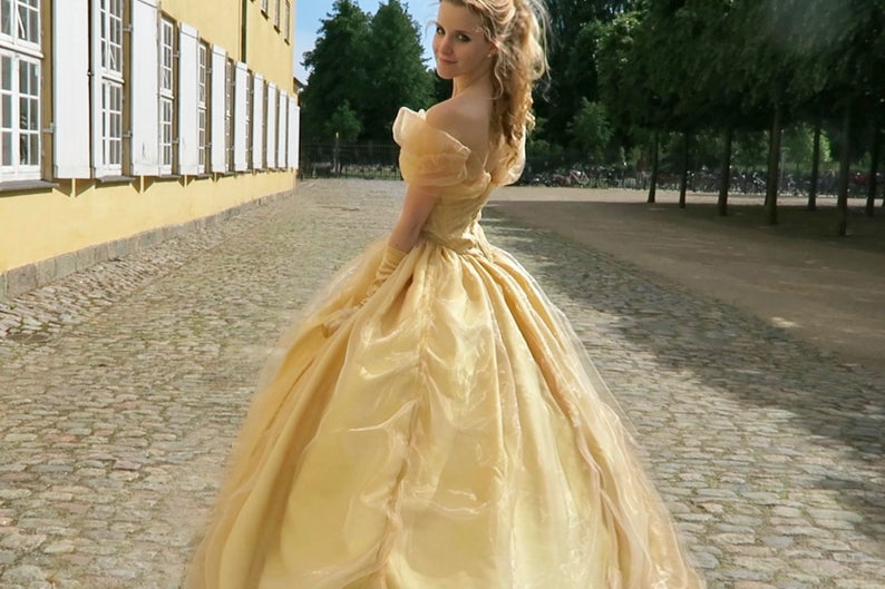 Princess Belle Gown,Beauty and the Beast Costume Ball Dress,DS4380