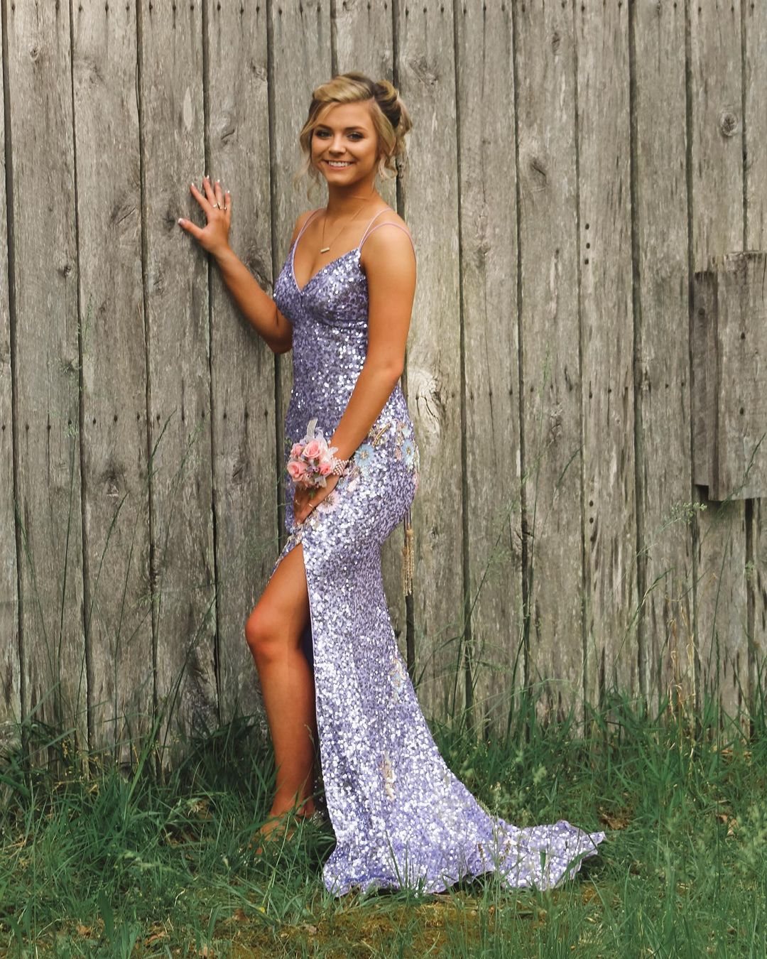 Mermaid Light Purple Sequins Long Prom Dress,DS3129