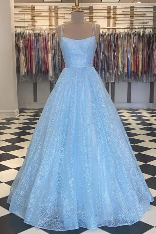 Spaghetti Straps Evening Gown Prom Dresses Sparkle A-line Formal Gown,DS4257