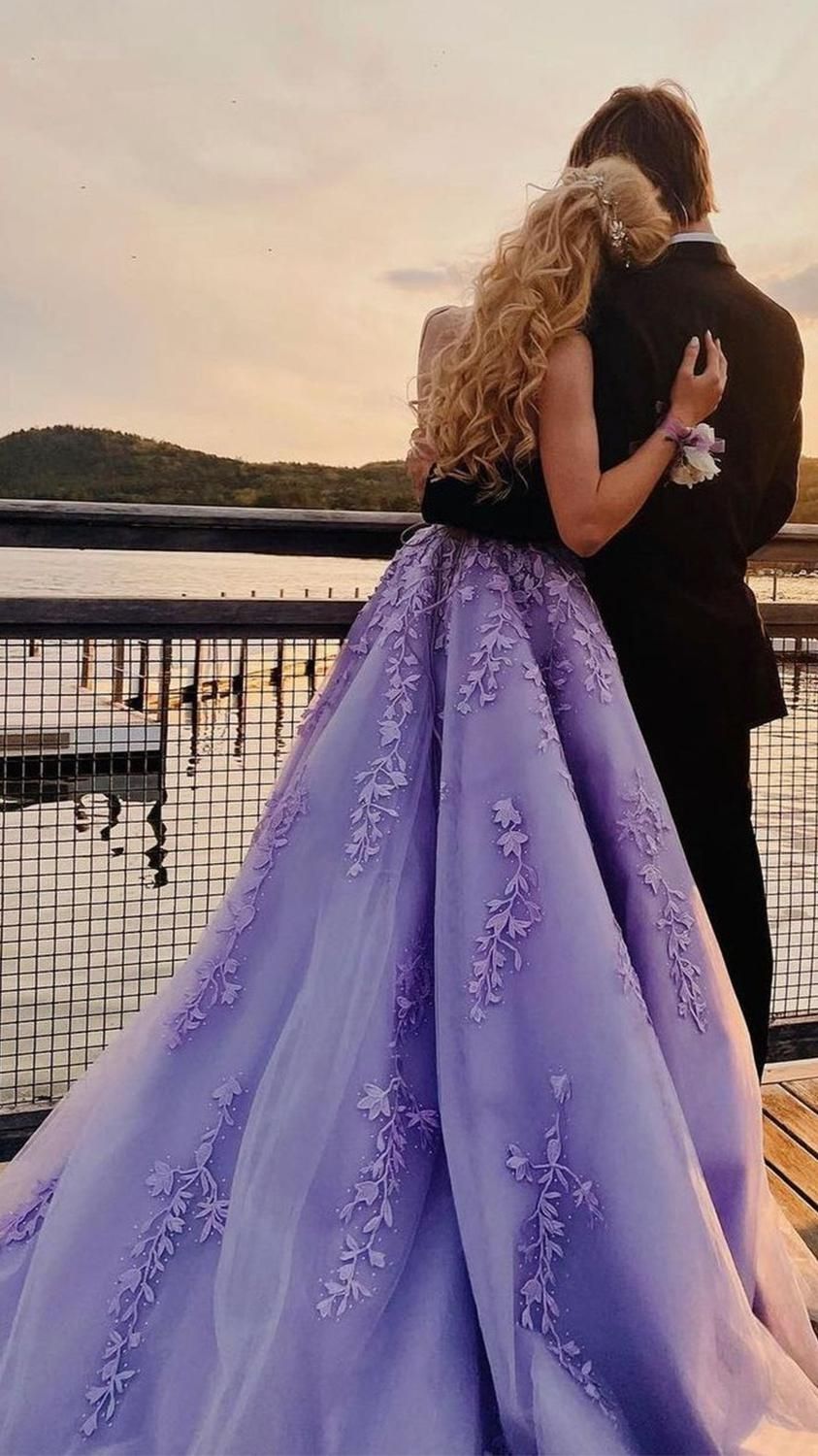 Lavender Applique Tulle Prom Dress Long Evening Dresses Formal Gown wi DSProm Lavender Applique Tulle Prom Dress Long Evening Dresses Formal Gown wi DSProm
