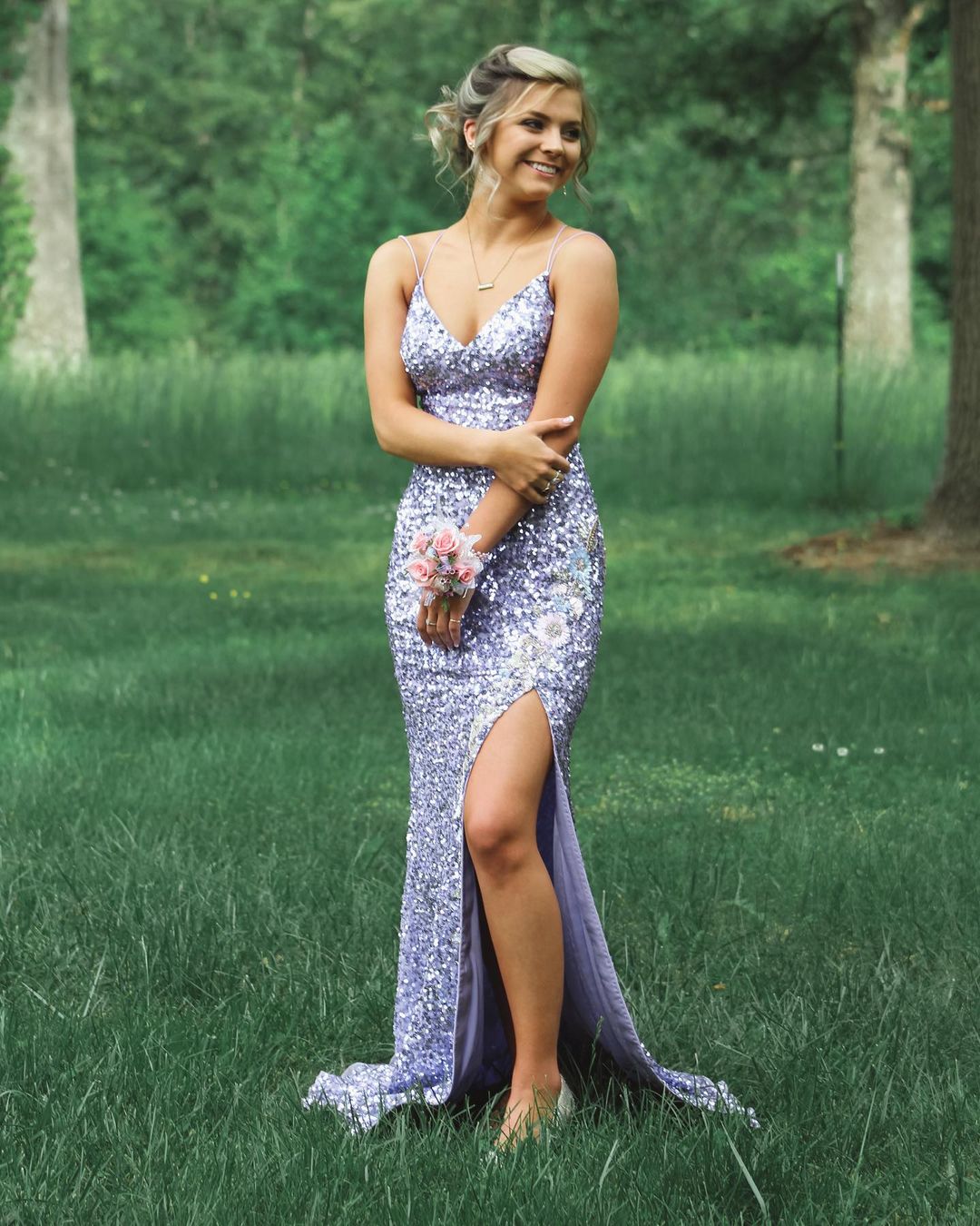 Mermaid Light Purple Sequins Long Prom Dress,DS3129