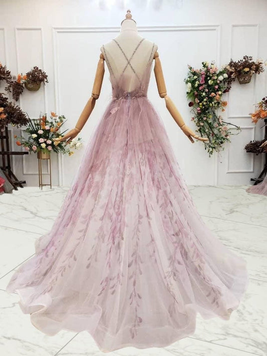 Robe rose poudré de créateur, sur mesure, tenue de fête et d'occasion, DP24589