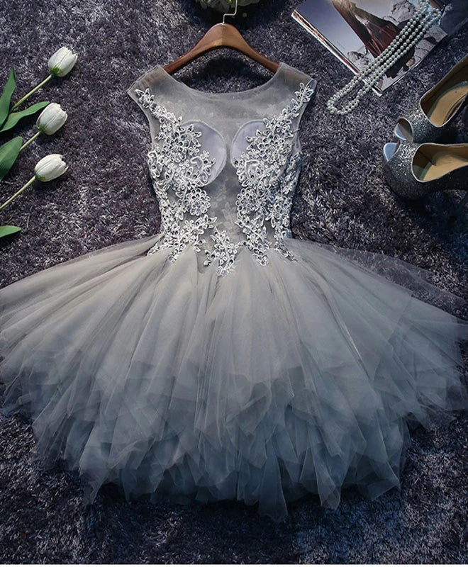 Homecoming-Kleider, süßes unregelmäßiges kurzes Ballkleid aus Tüllspitze, Homecoming-Kleid, DP24577
