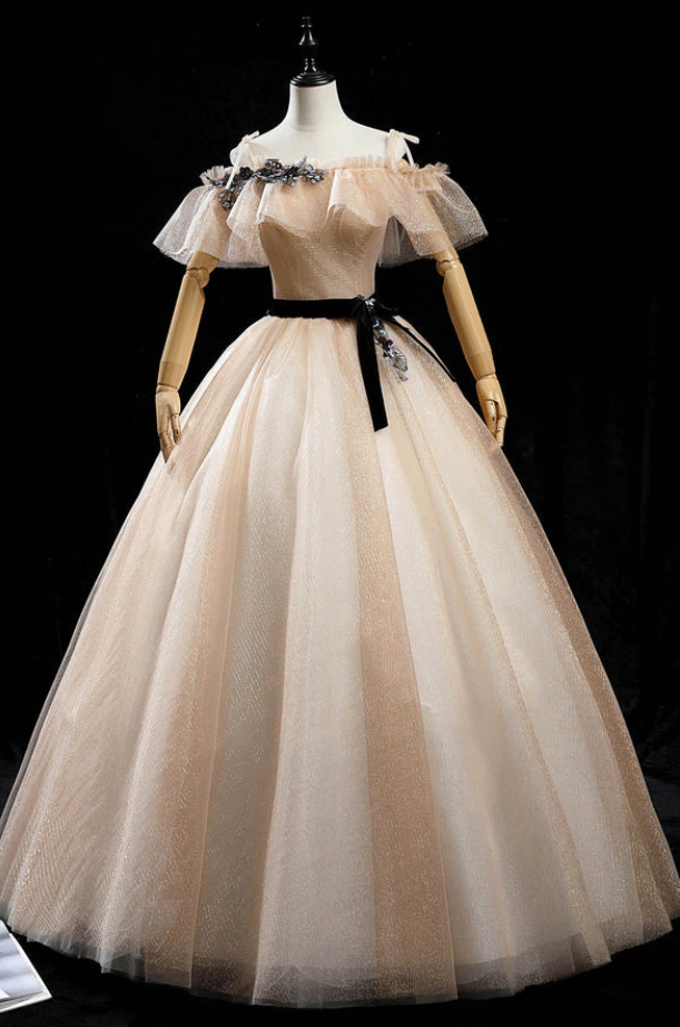 Robe de bal, robe de soirée longue en tulle et paillettes, DP24570