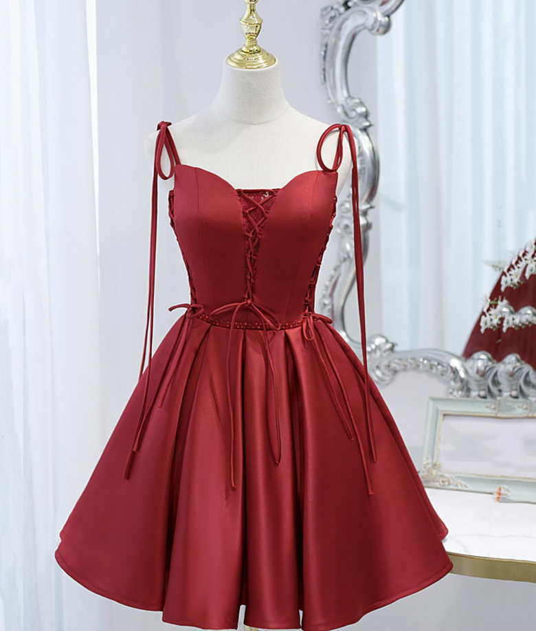 Homecoming-Kleider, kurzes Ballkleid mit Satin-Schnürung, Partykleid, DP24563