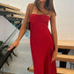 Vintage Satin Spaghetti Strap Mermaid High-slit Long Prom Dress Party Dress Evening Dress DP6463