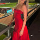 Vintage Satin Spaghetti Strap Mermaid High-slit Long Prom Dress Party Dress Evening Dress DP6463