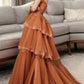 Vintage Elegant A-Line Tiered Prom Dress Long Sweetheart Evening Dress Chiffon  Formal Dress, DP6588