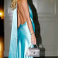 Glamorous Sky Blue Satin Sheath Evening Gown Halter-Neck Open Back Design Prom Dress DP8184