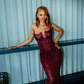Gorgeous Sky Blue Sequin Mermaid Evening Gown Strapless Sweetheart Fringe Prom Dress DP3724