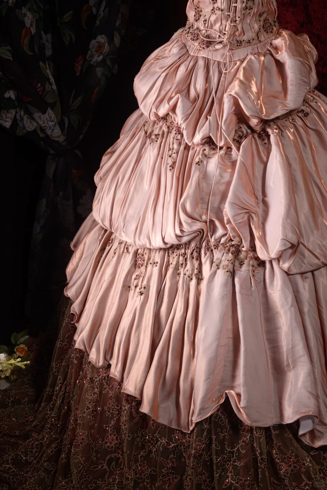 Vintage-Inspired Tiered Ruffle Strapless Beaded Sweet 16 Quinceanera Ball Gown DP7407