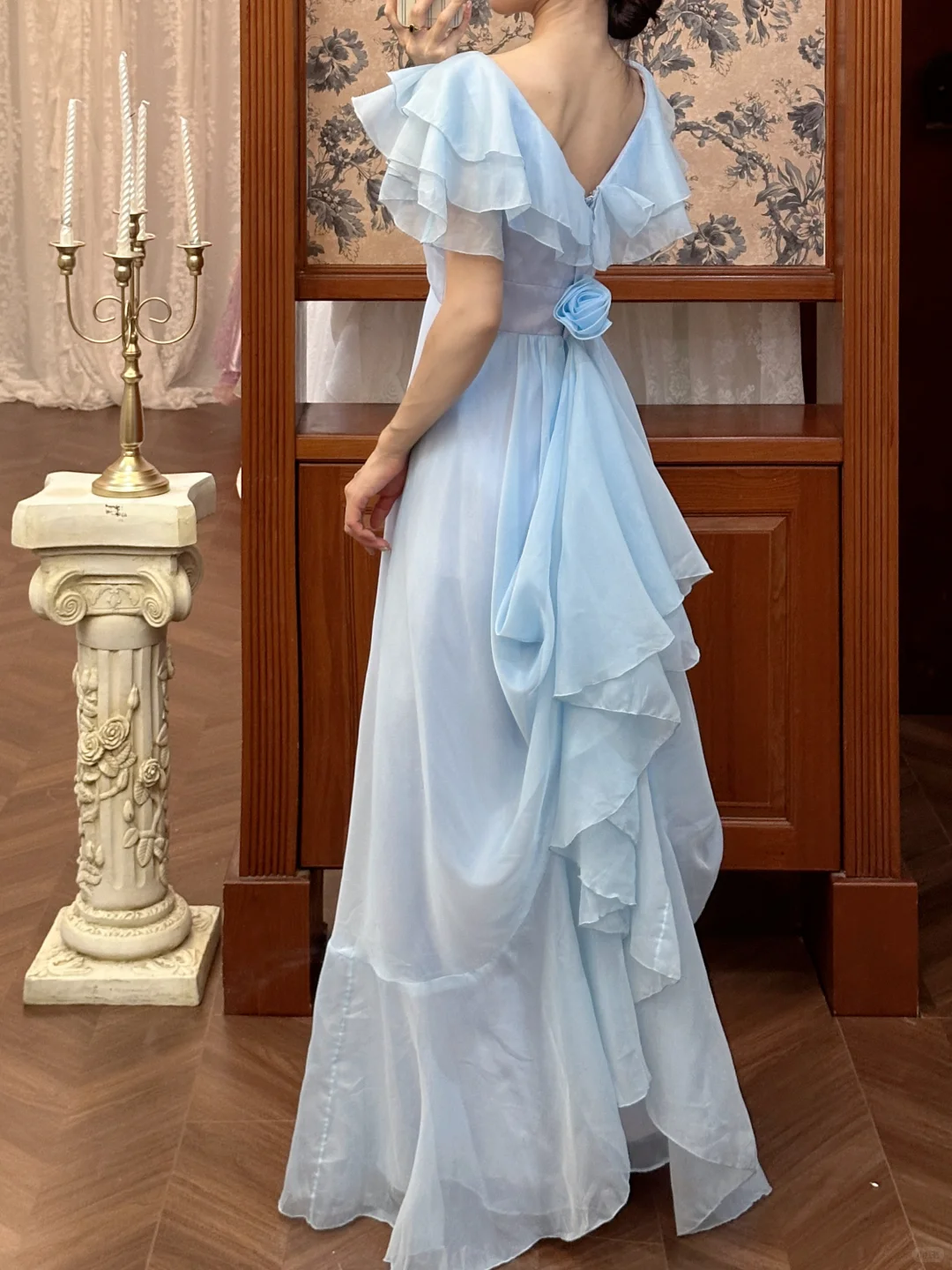 Ethereal Light Blue Chiffon Ruffled Prom Dress DP7949