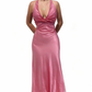 Glamorous Satin Halter-Neck Evening Gown Vintage Sheath Prom Dress DP2276