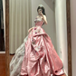 Glamorous Strapless 3D Floral Embroidery Princess Sweet 16 Quinceanera Ball Gown DP7546
