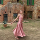 Lovely Pink A-Line Satin Long Party Dress Wedding Guest Dress Birthday Dress, DP4601