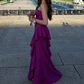 Elegant Magenta Strapless Sheath Ruffle Prom Dress DP8482