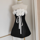 Vintage 3D Flowers Strapless A-Line Lace-up Satin Homecoming Dress Party Dress Short Cocktail Dress DP6808