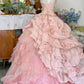 Elegant Pink 3D Flower Sweet 16 Quinceanera A-Line Floor-length Prom Dress Birthday Dress Evening Dress Ball Gown DP6442