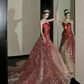 Vintage Farbverlauf Rot Liebsten Trägerlosen Meerjungfrau Design Sexy Ballkleid Abendkleid DP6253