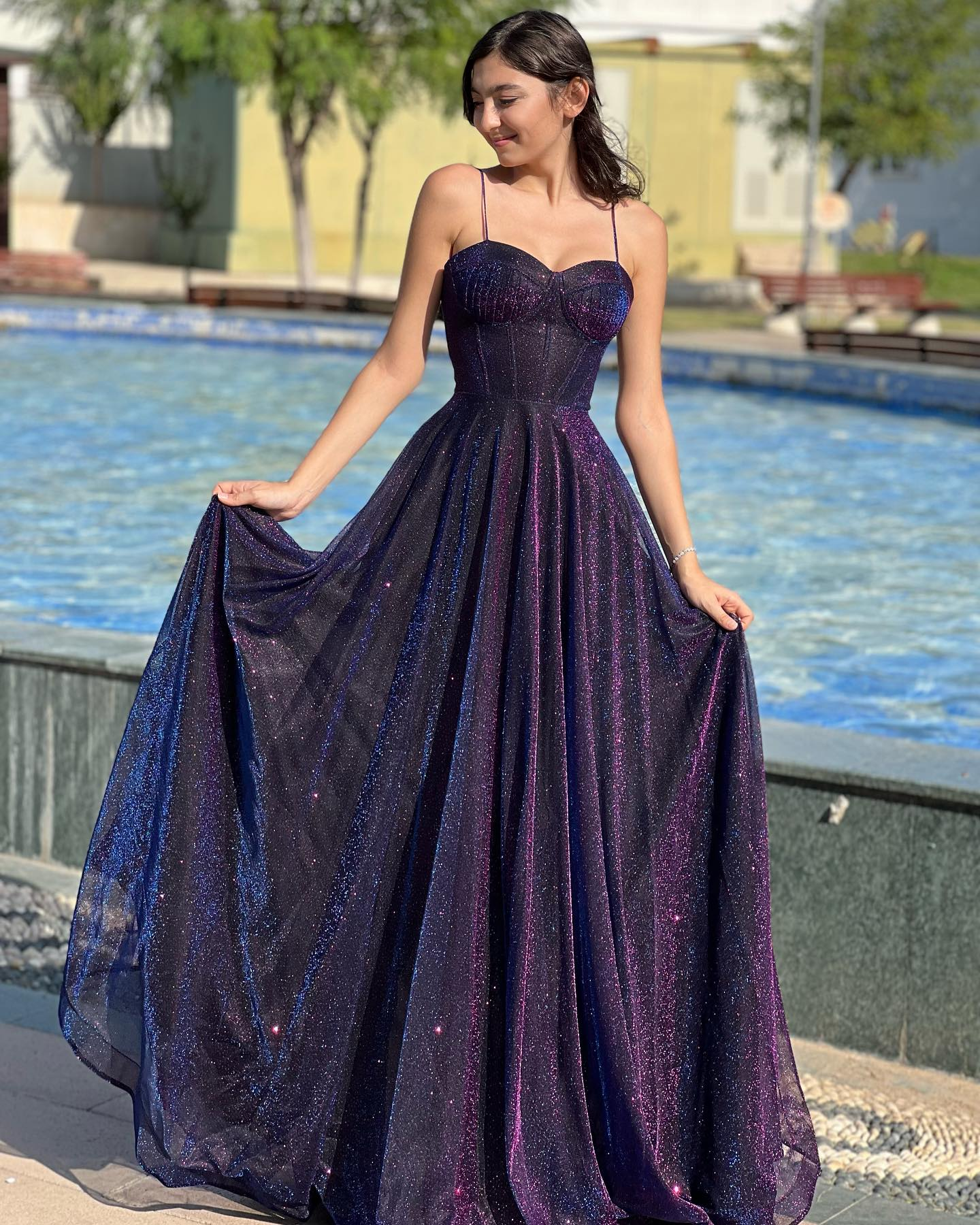 Glamouröses, lilafarbenes Glitzer-Ballkleid mit Herzausschnitt für Sweet 16 Quinceañera DP7921