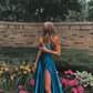 Simple Long Prom Dress with Slit Blue Formal Dress Evening Dress, DS3971