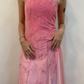 Lovely Pink Strapless A-Line Lace Satin Party Dress Evening Gown, DP4035