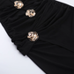 Elegant Black Halter-neck Rose Metal Button Prom Dress Sheath Evening Gown Party Dress Trailing Long Formal Dress DP6807
