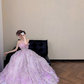 Sparkly Lavender Strapless 3D Floral Sequins Quinceanera Ball Gown DP8313