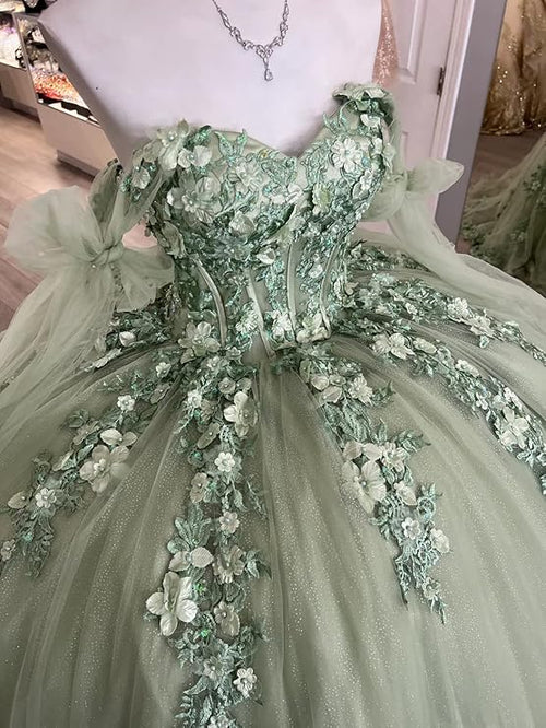 Sage Green Sweet 16 Quinceanera Dress Ball Gown Birthday Party Dress, DSProm Sage Green Sweet 16 Quinceanera Dress Ball Gown Birthday Party Dress, DSProm