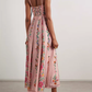 Gorgeous Pink Floral Embroidered Beaded Spaghetti Strap Sweetheart Maxi Prom Dress DP8235