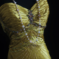 Glamorous Golden Yellow Satin Mermaid Strapless Sweetheart Beaded Formal Evening Gown DP7371