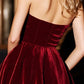 Elegant Burgundy Velvet Strapless Sweetheart Mini A-Line Homecoming Dress DP8732