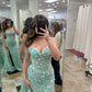 Elegant Sage Green 3D Floral Appliques Prom Dress Sweetheart Mermaid Off-the-shoulder Evening Gown DP7915