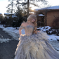 Gorgeous Glittering Sequined Beaded Off-the-shoulder Tulle Sweet 16 Quinceanera A-Line Evening Dress Ball Gown DP6300