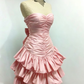 Robe de soirée bustier vintage plissée à volants étagés DP2584