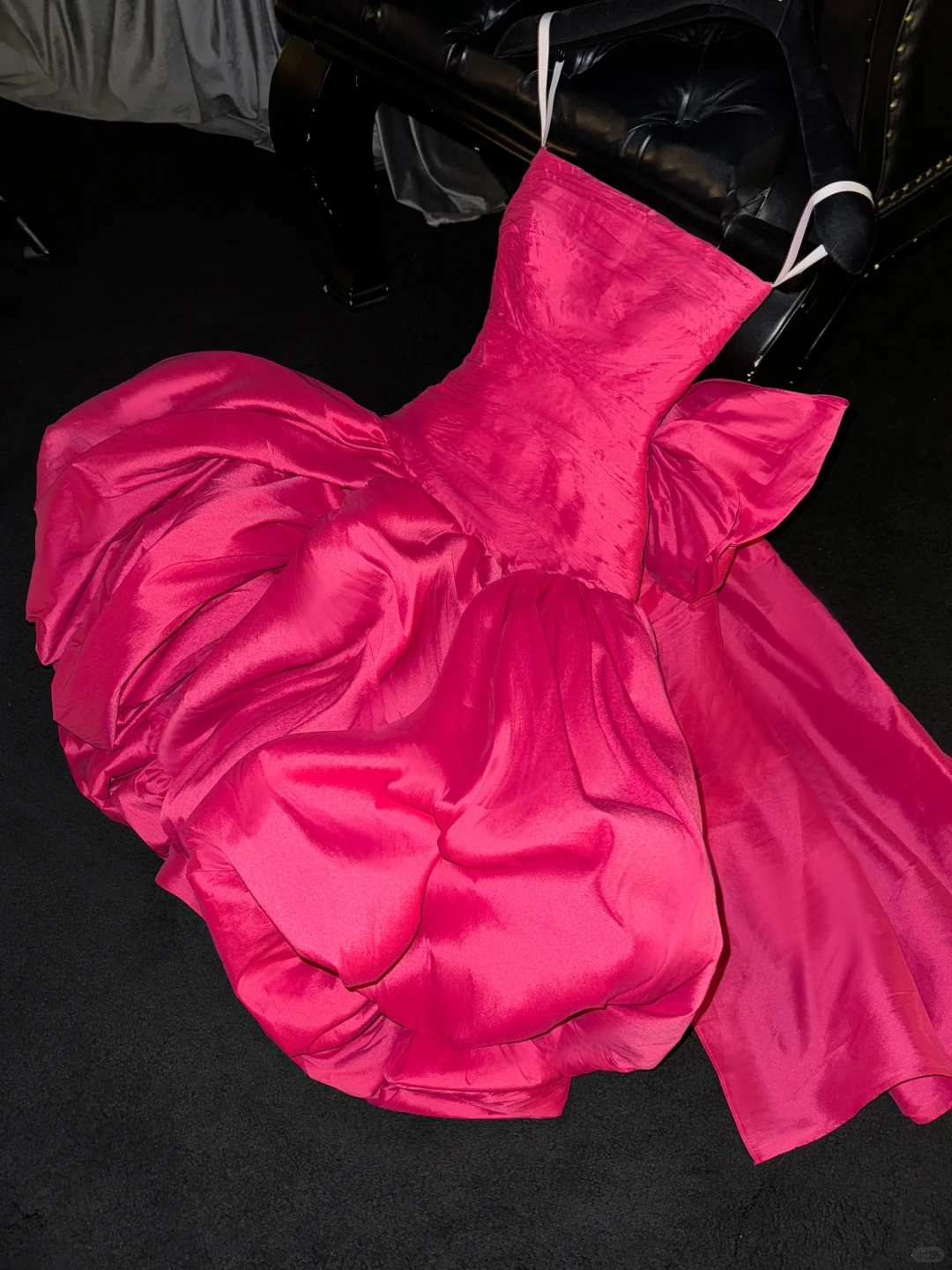 Vintage Hot Pink Strapless A-Line Satin Homecoming Dress Party Dress Cocktail Dress DP7325