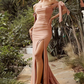 Vintage Elegant Sheath Prom Dress Off-the-shoulder Evening Dress High Slit Long Formal Dress, DP6601