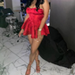 Charming Red Strapless A-Line Short Party Dress Birthday Outfits, DP3373