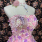 Gorgeous Applique Floral Sweet 16 Quinceanera Strapless A-Line Floor-length Tiered Prom Dress Evening Dress Ball Gown DP6418