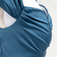 Elegant Teal Off-the-Shoulder Satin A-Line Evening Gown DP8475