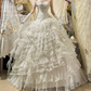 Vintage-Inspired Strapless Layered Ruffled Lace & Tulle Intricate Embroidery Wedding Dress DP7267