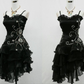 Vintage Black Straps Evening Dress Ruffle Beading Homecoming Dress, DP2291