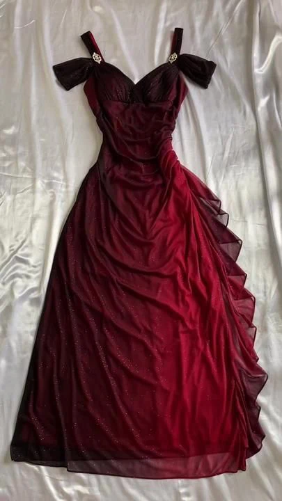 Royal Blue Straps Off Shoulder Ruffle Chiffon Vintage Long Prom Dress DP3856