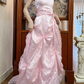 Robe de bal rose à pois, col halter et ceinture, pour Sweet 16 ou Quinceañera DP7945