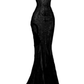 Charming Black Straps Mermaid Lace Long Party Dress Evening Gown, DP3416