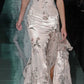 Vintage Floral Sheath Prom Dress Long Halter-neck Evening Dress Chiffon High Slit Formal Dress, DP6590