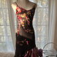 Vintage Black Spaghetti Strap Floral Design Romantic Chiffon Evening Dress Prom Dress DP6014