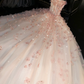 Dreamy Pink Tulle 3D Floral Applique Sequin Sweetheart Strapless Sparkling Sweet 16 Quinceanera Ball Gown DP7326