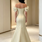 Elegant Off-the-Shoulder Puff Sleeve Satin Mermaid Evening Gown DP8713