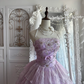 Elegant Lavender Strapless Tiered Floral Lace Embroidery Ball Gown DP8291